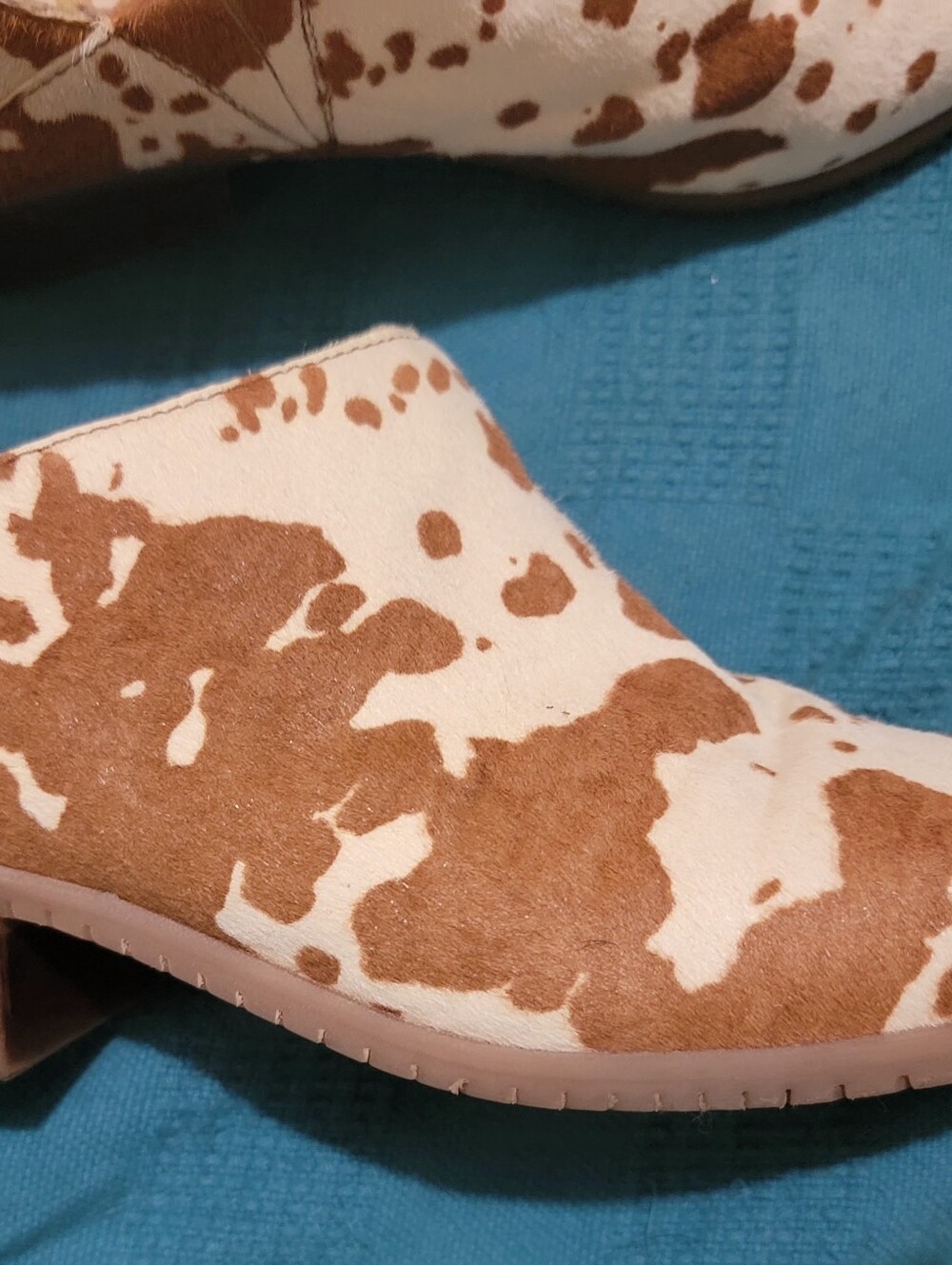 HUSH puppies Cowhide Print Slip-On Bootie in Brown and Cream